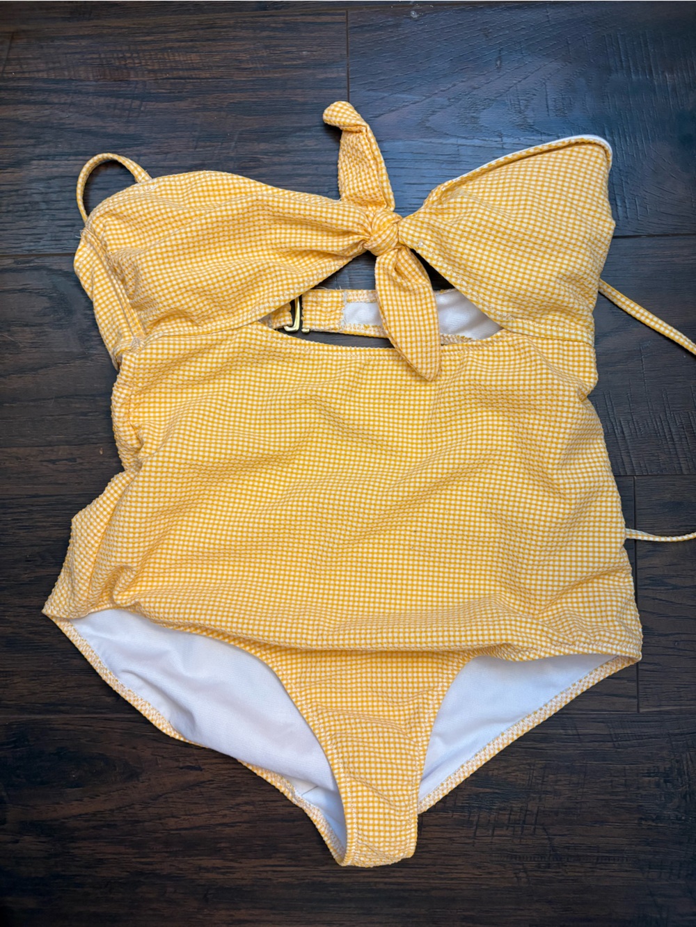 No Boundaries Yellow Gingham One-Piece Swimsuit